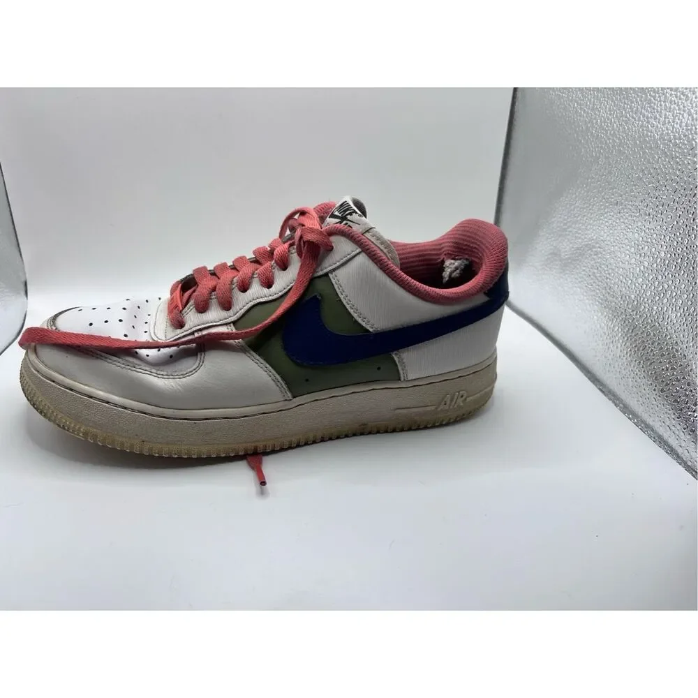 Nike 13 Air Force 1 Low ID By You Blue‎ Green Salmon Gym Shoes Sneakers size 9
